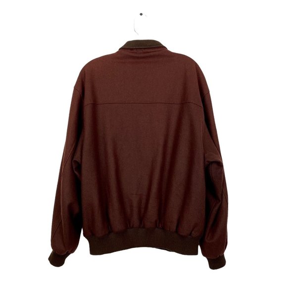 GUC Nordstrom Men's Sz M Wool Brown Bomber Jacket Zip Up Long Sleeve Jacket - Picture 6 of 10